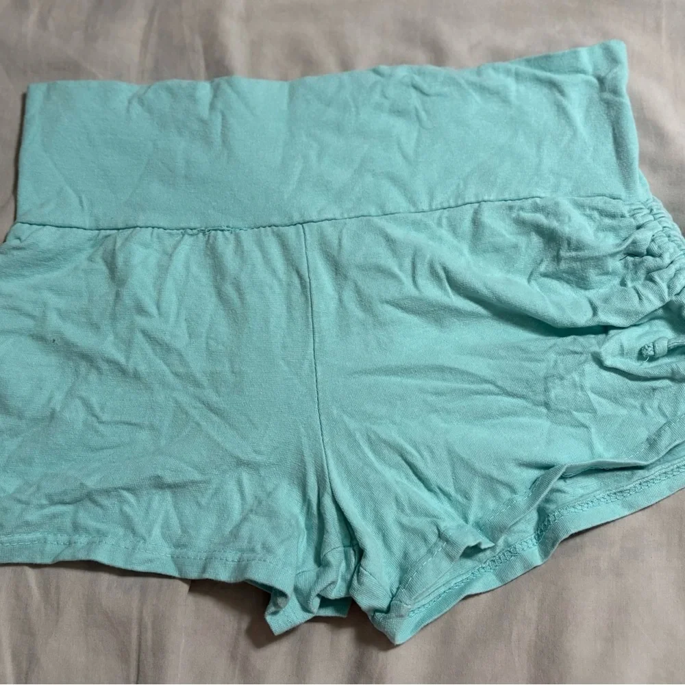 Bobbie Brooks Light Blue High-Waisted Sleep Shorts - Picture 3 of 6